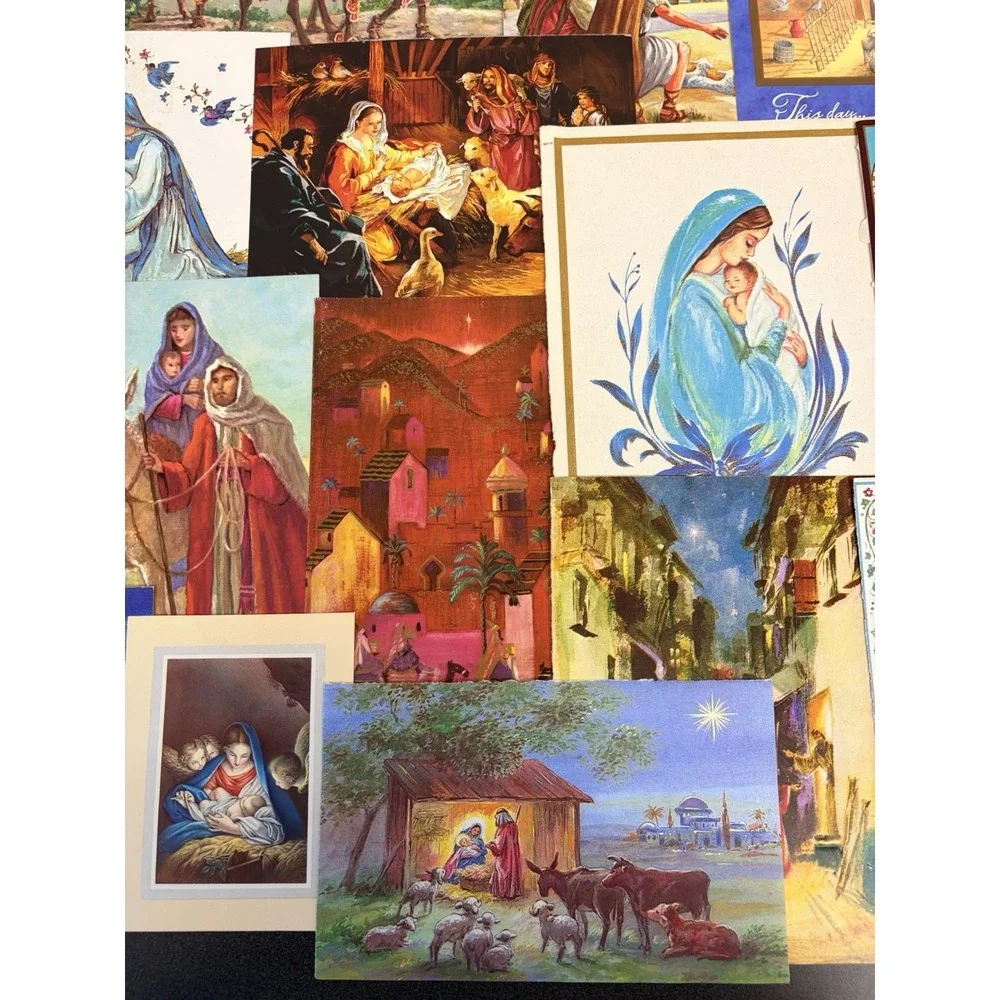 Vintage Christmas Cards Fronts ONLY Nativity Scrapbooking Crafts Lot of 50+
